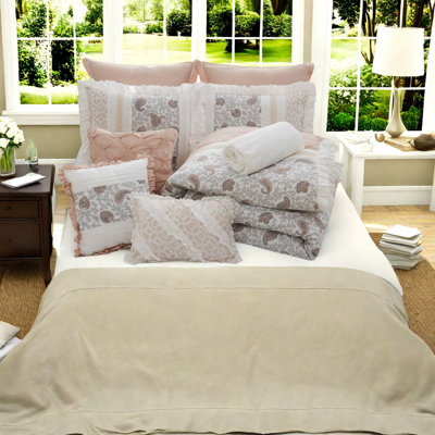 Ensemble de literie élégant en coton 9 pièces, style maison de campagne chic pour la maison