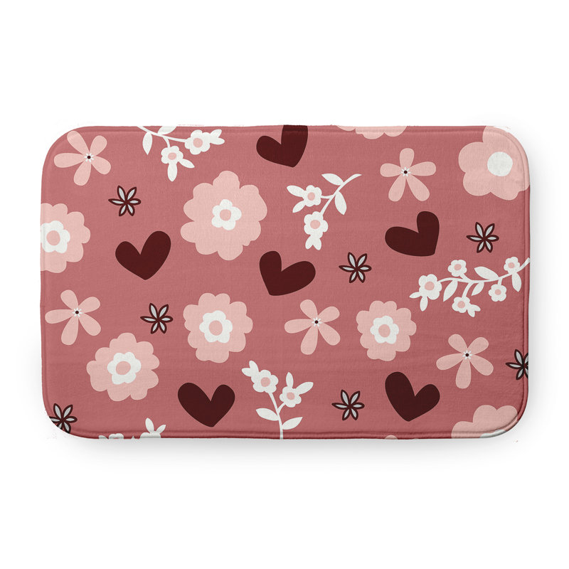Tapis de bain pour la Saint-Valentin, L 17 po x L 24 po, Rose
