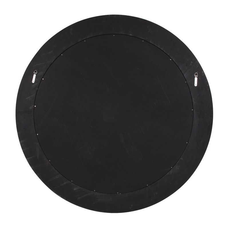 Bergman Round Beveled Mirror, Brushed Silver Leaf with Black Accents, 54"