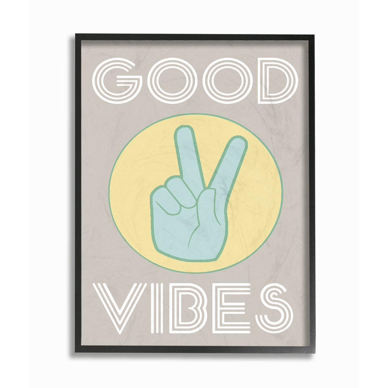 «Good Vibes Peace Hand» par Daphne Polselli - impression d'art textuel, H 20 po x l 16 po x 1,5 po