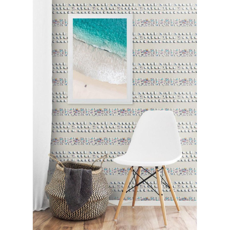 Gray Malin Riviera Stripe 10' L x 24" W Wallpaper Tile, Peel & Stick, Self-adhesive