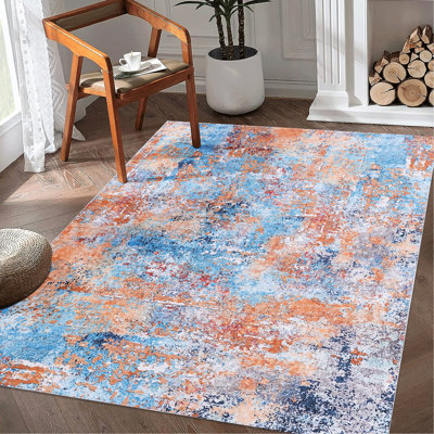 Tapis 6 x 9, lavable, à poils courts, antidérapant, antidérapant, pliable pour le salon, la chambre à coucher, la cuisine, la salle à manger - tapis d'apparence captivante, qualité machine