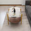 Table basse ovale en verre de forme moderne - 41 po x 21 po x 17 po, double couche avec rangement-129449593