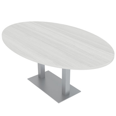 6 Person Oval Shaped Conference Table with Double Base