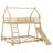 Twin over Queen House Bunk Bed with Climbing Nets and Climbing Ramp-217389280