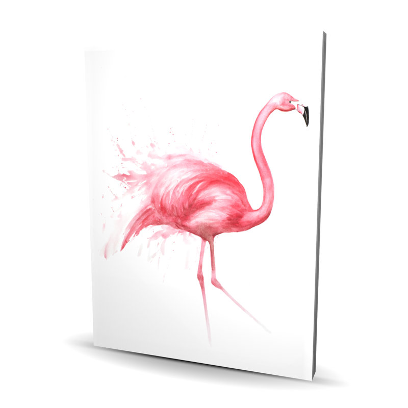 Flamant rose aquarelle sur toile - chambre rose décor à la maison
