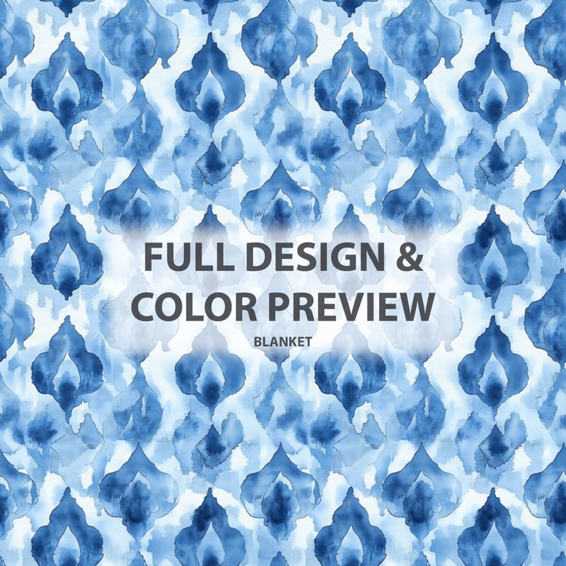 Blue Ikat III - couverture douillette côtière, jeté doux moderne