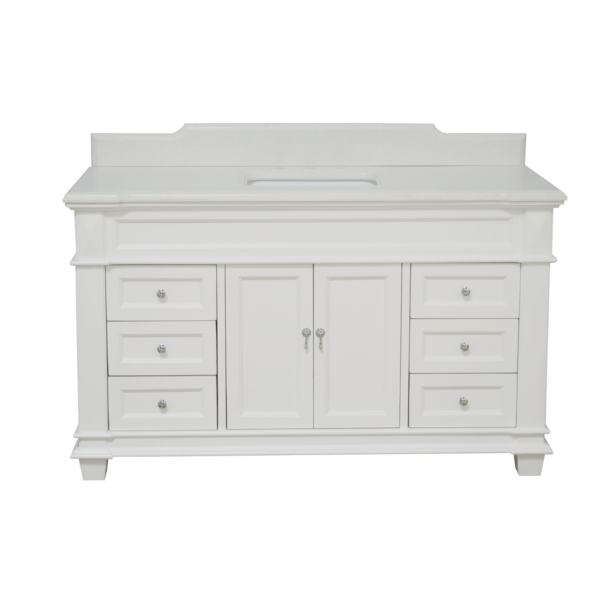 Ensa 60'' Single Bathroom Vanity, White, Quartz