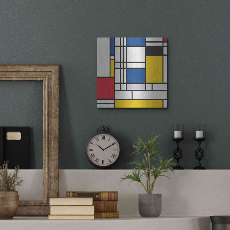 "Mondrian NFT2" par Luxe Metal Portfolio, H 12 po x l 12 po