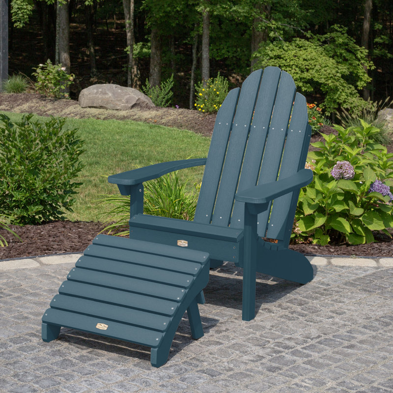 Hinz Outdoor Adirondack Chair With Ottoman, Nantucket Blue