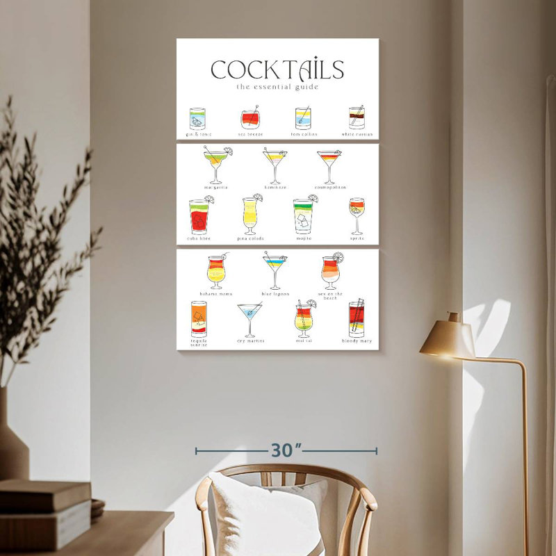 Yarlin Cocktail Guide Chart, 65" H x 42" W