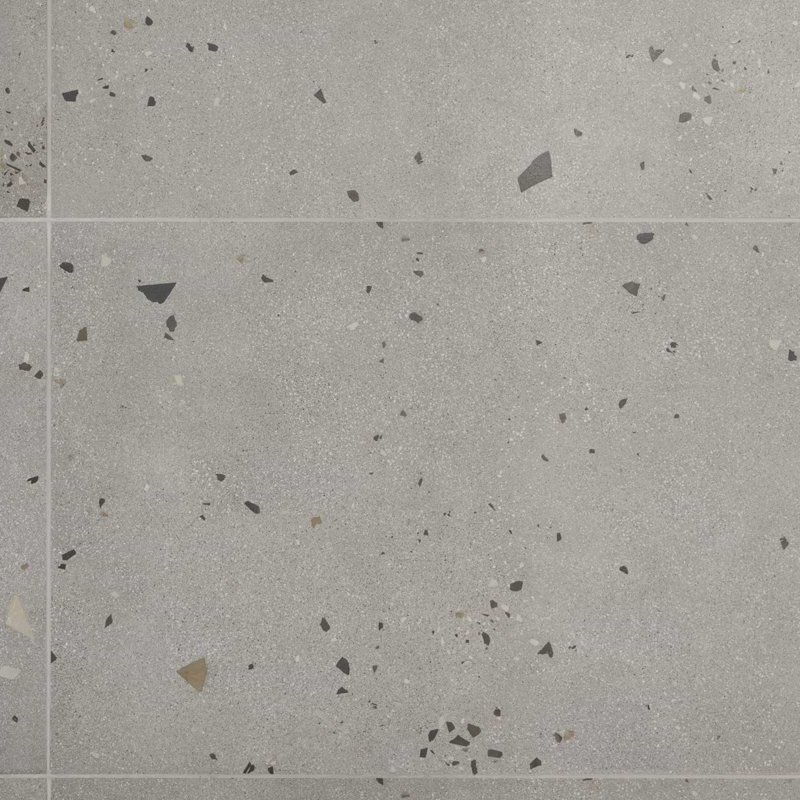 Kobe Cement 24X48 Terrazzo Look Matte Porcelain Tile, Smoke Gray