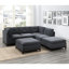 Grand coin modulaire en tissu de chenille gris cendré avec style contemporain et pieds de taille dans une base en bois