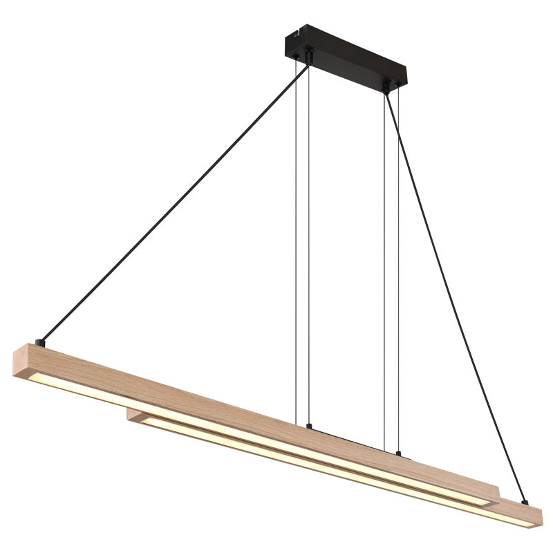 Courtlandt 1 - Light Matte Black LED Pendant, Dark wood look
