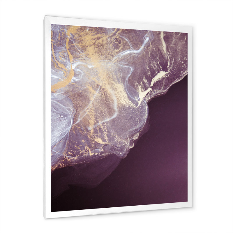 Art luxueux sur toile marbré de luxe mauve doré, H 36 po x l 24 po x P 1 po, Toile à cadre flottant blanc