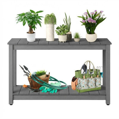 Console d'extérieur de 122 cm (48 po) avec 2 tablettes, buffet de patio et table d'entrée résistant aux intempéries avec pieds ajustables