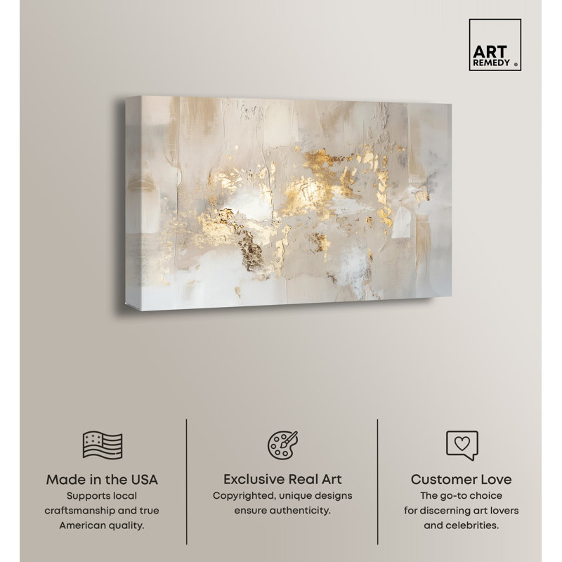 Sands of Time Gold and Beige Abstract Canvas Wall Art
