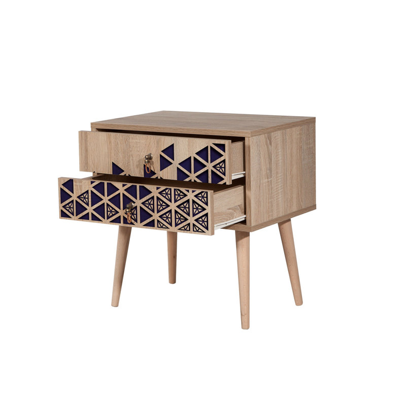 Marilyn Manufactured Wood Bedside Table, Walnut/Blue