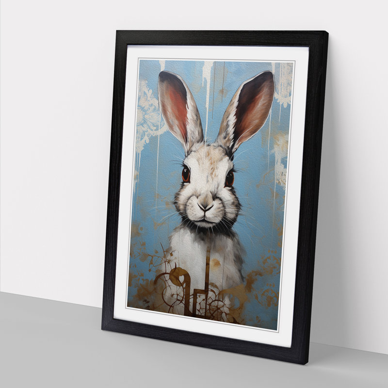 XYZ-FRM-V1223-5348 Rabbit Modern No.2 - Single Picture Frame Print on Wood, 64cm H x 46cm W x 2cm D, Black