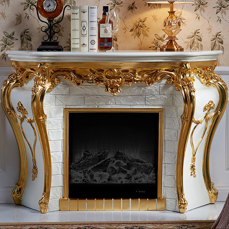 Foyer électrique blanc en bois massif