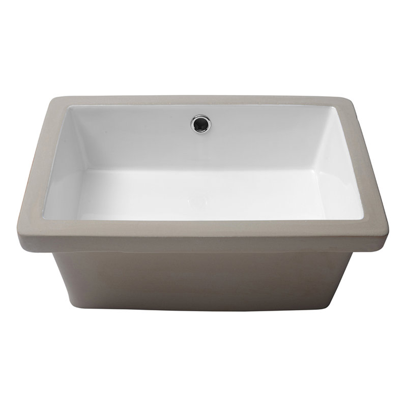 Évier encastré rectangulaire en céramique 18 po x 12 po avec trop-plein - blanc, design épuré, teint pour différentes zones Style élégant, acide - divers espaces
