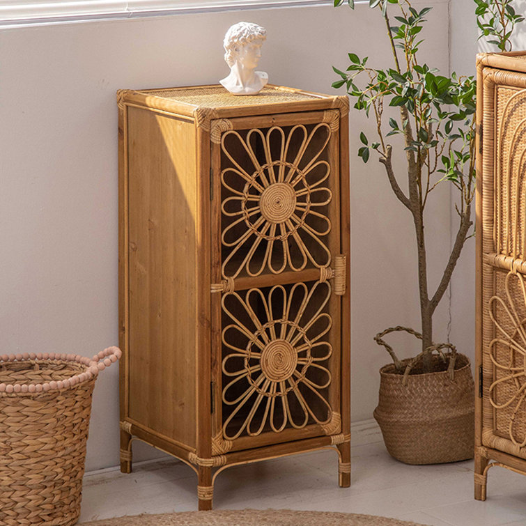 Locker Accent | Simple Decorat Household Retro Wayfair LORENZO Cabinet Small Rattan
