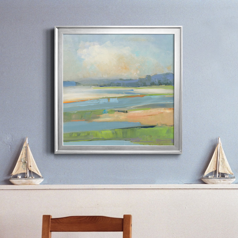 Pastel Coast - Reproduction d'art sur toile, cadre photo, H 17,5 po x l 17,5 po x P 1,5 po, Encadrement argenté