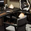 Black L-Shaped Solid Wood desk-108803828-108803824
