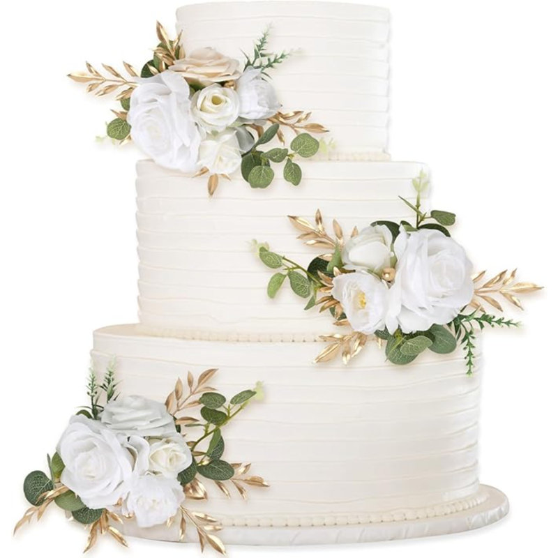 3 pièces de décoration de gâteau de mariage, Blanc