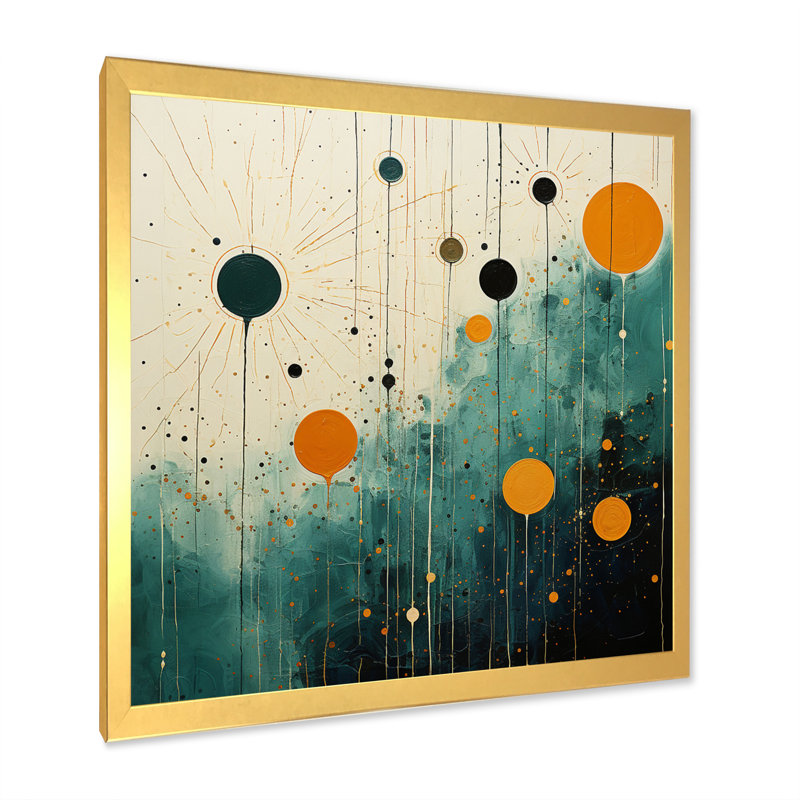 Colourful Mid Century Minimalist Oasis III - Abstract Collages Canvas Prints, H 24 po x l 24 po x P 1 po, Encadrement doré