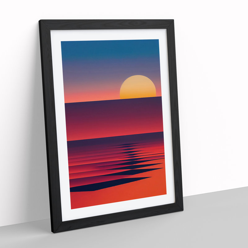 XV1022-4884X Unreal Sunset Abstract - Print, White, 66cm H x 48cm W, Black Framed