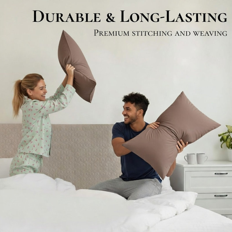 Cooling Bamboo Pillowcases, Set of 2 – Ultra Soft & Breathable, Mocha, Queen