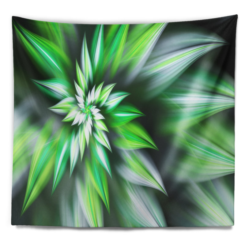 Tapisserie florale exotique verte, H 50 po x l 60 po
