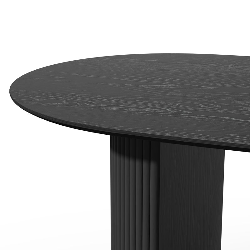 Tables de cuisine ovales noires de 67 po avec 2 chaises de salle à manger Fermin, 3 Pieces: Table, 2 Chairs