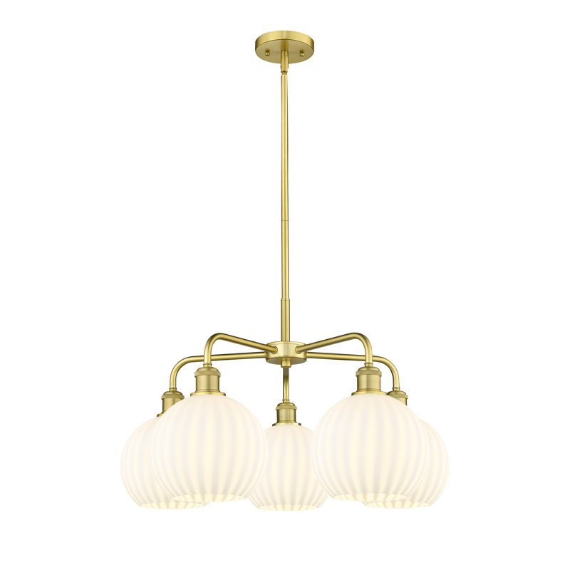Lustre sphérique à intensité variable 5 lumières Bellalynn, H 15,5 po x l 26 po x P 26 po, Or satiné