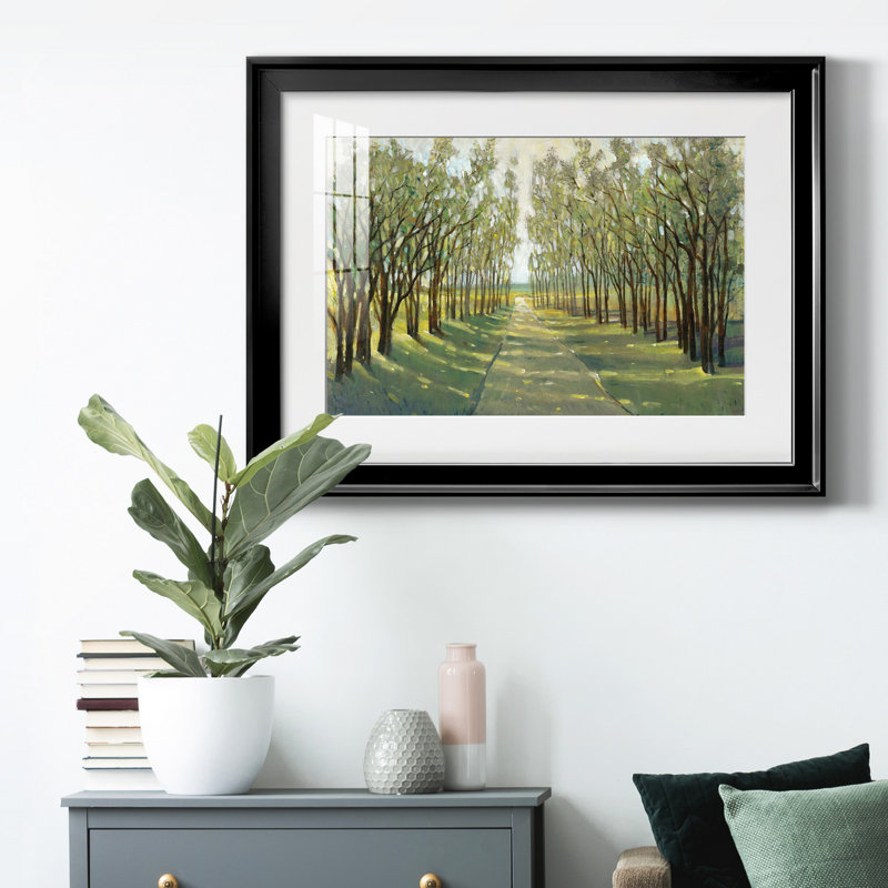 Chemin forestier - Peinture encadrée, Noir, H 18,5 po x l 24,5 po x P 1 po, Blanc