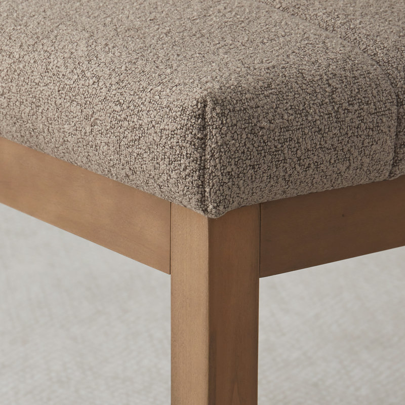 Boucle Upholstered Bench, Dark Brown