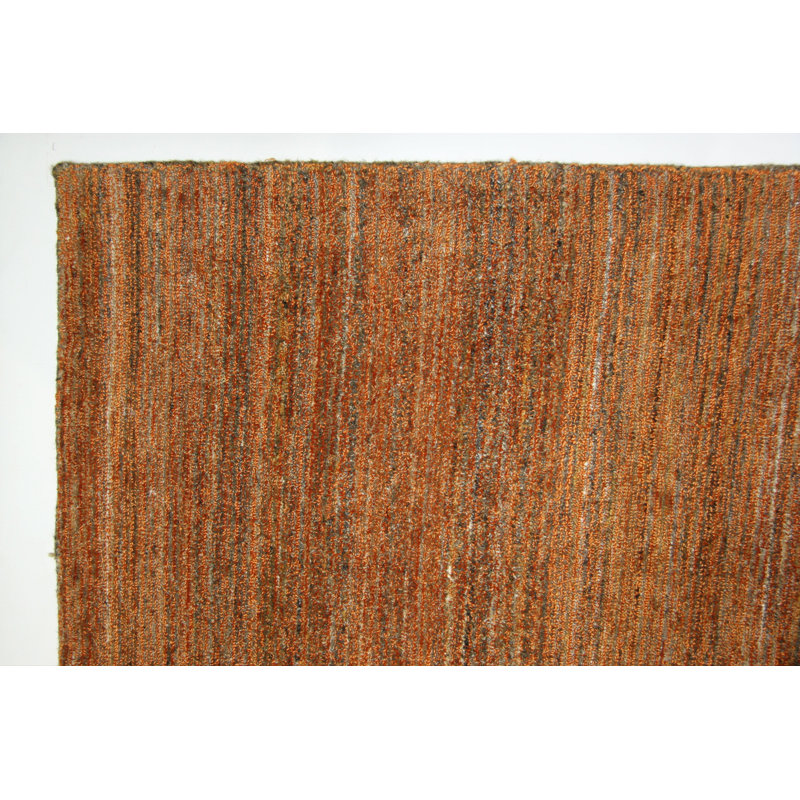 Tapis unique noué à la main brun / roux / rouille / orange / doré de 9 pi x 12 pi