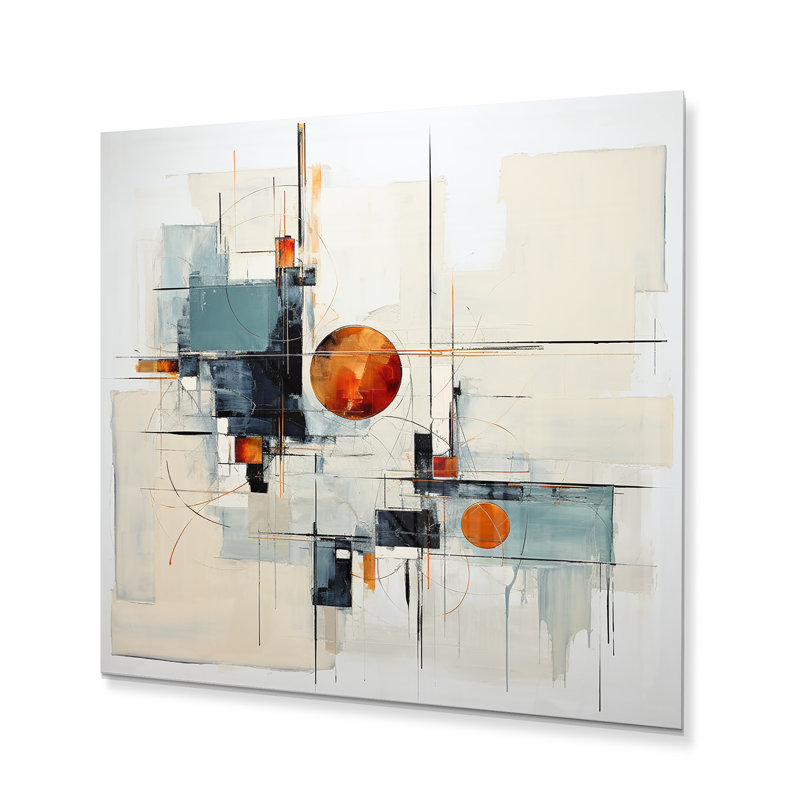 «Beige Minimalist Patchwork III», impression de collages abstraits sur métal, H 23 po x l 23 po x P 1 po