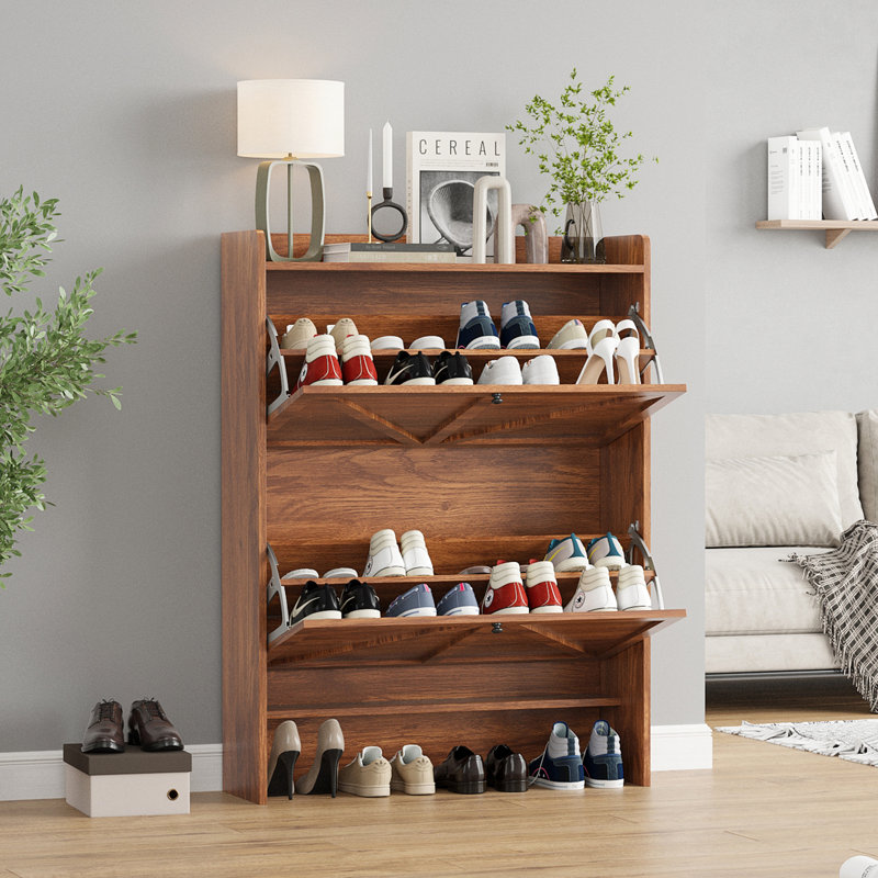 20 Pair Shoe Cabinet Storage For Entryway, Brown