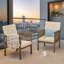 2-Piece Acacia Wood Outdoor Dining Chairs with Cushions