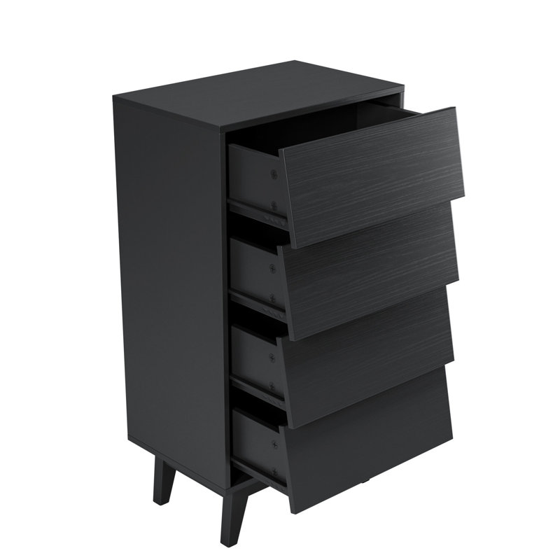 Commode 4 tiroirs noire - Solution de rangement polyvalente et polyvalente à 4 armoires
