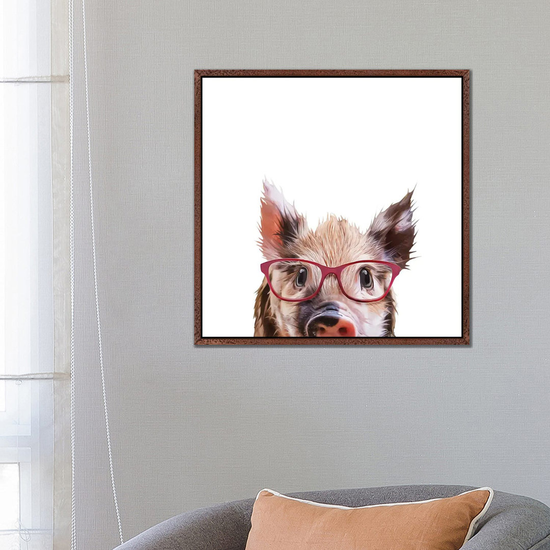 Peekaboo Pig von Kim Curinga - Galerie-verpackte Leinwand Giclée auf Leinwand