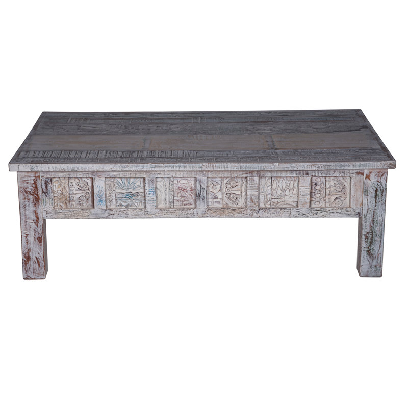 Eilijah Solid Wood Coffee Table, White Washed