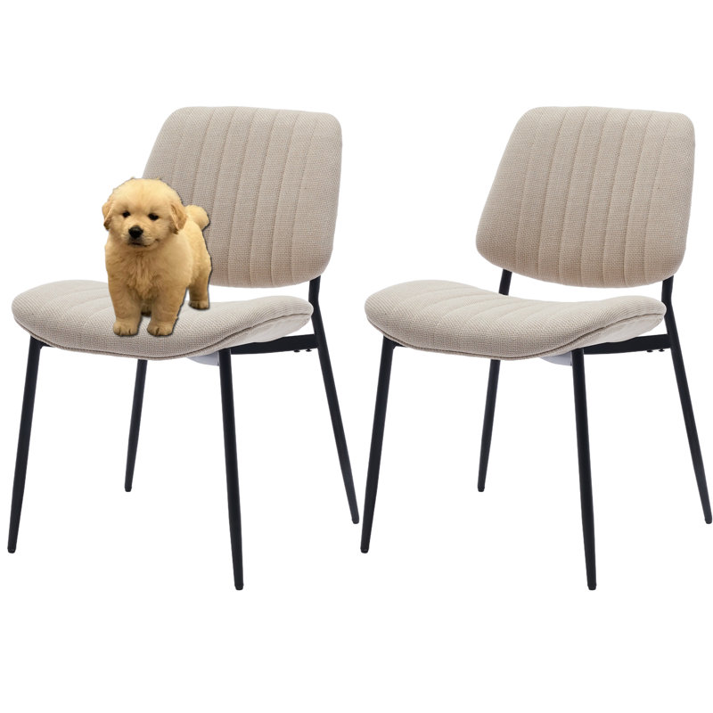 Modern Leather Upholstered Dining Chairs Set of 2, Khaki