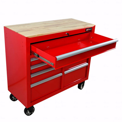 9 Drawers Multifunctional Tool Cart With Wheels And Wooden Top
