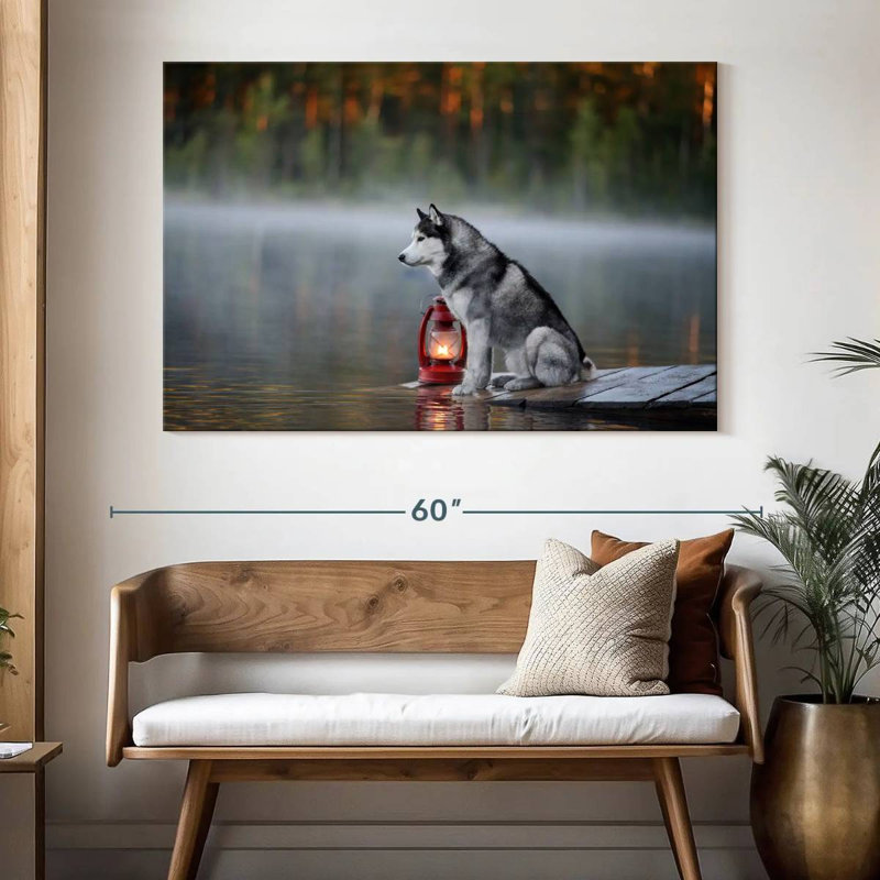 Bramky Husky sur le quai du lac, H 34 po x l 51 po