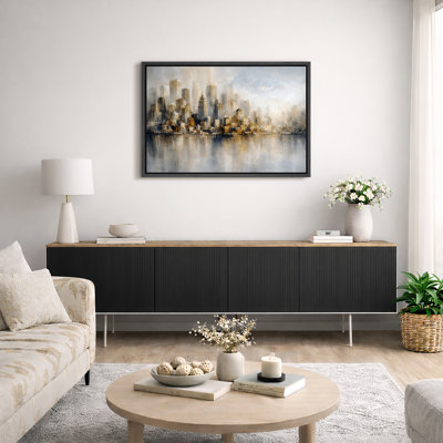 «Neutral City Skyline», art abstrait, paysage urbain moderne, photos de salon, impression sur toile encadrée