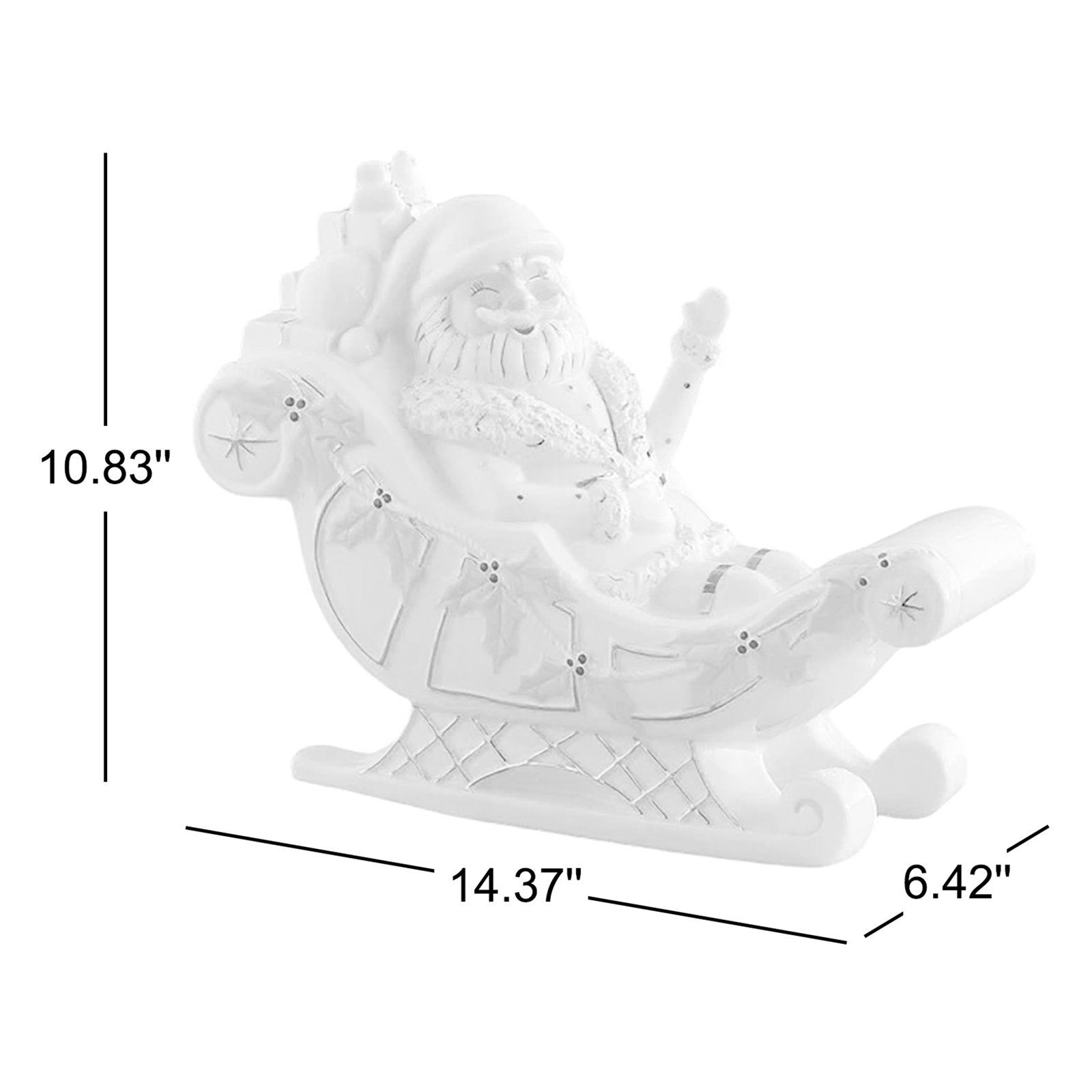 Papa Noel w/Sleigh, Ceramic, 14"