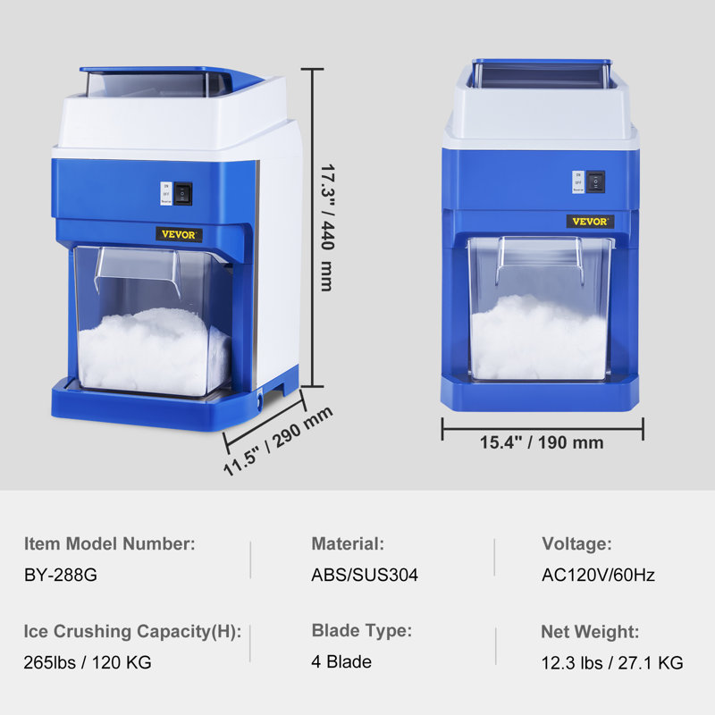 VEVOR Blue Stainless Steel Countertop Snow Cone Maker
